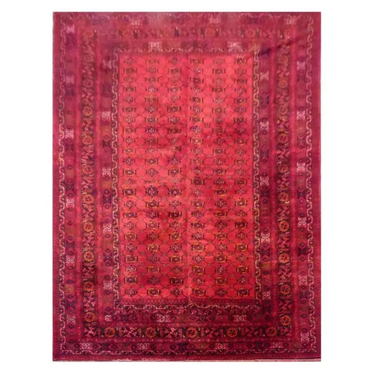 One Of The Kind Afghani Hand-Knotted Rug 11'11" x 10'10" Afg96: ABC Rugs Kilims Collection Afghani Hand-Knotted Rug Made With Natural Wool And Cotton 11'11'' X 10'10'' (Abc166459) (Red) Hand knotted and meticulously crafted by Afghan artisans, this stunning Afghan