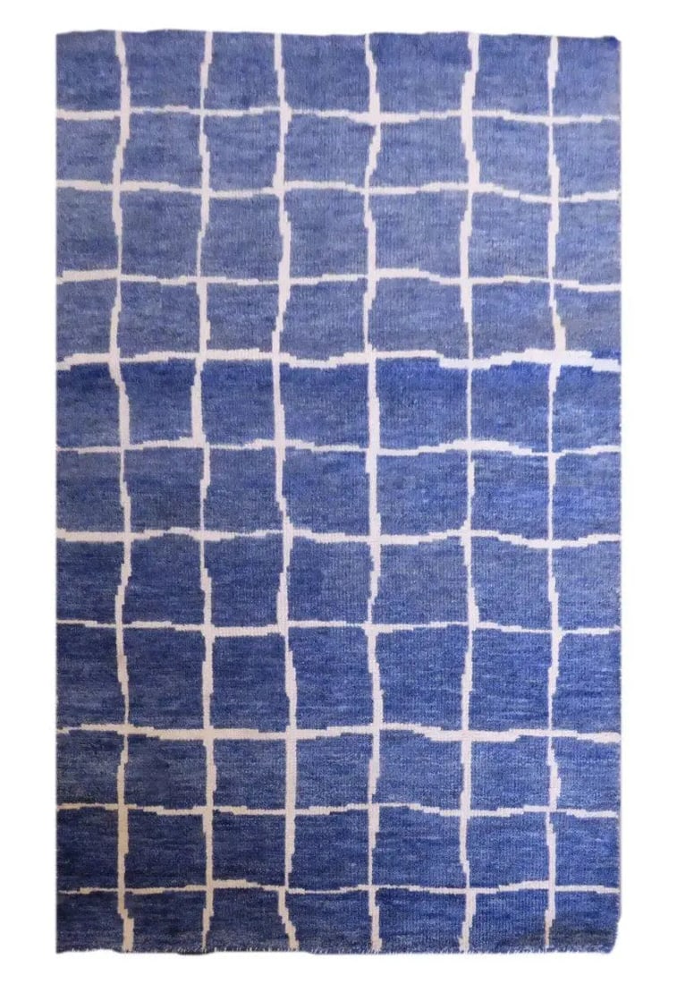 Hand Knotted One Of The Kind Peshawar And Khotan Rug 8' x 5' Pes_Kho_366: ABC Rugs Kilims Collection Afghani Hand-Knotted Rug Made With Natural Wool & Cotton 8' X 5' (Abc0) (Blue) Hand knotted and meticulously crafted by Afghan artisans, this stunning Afghani Rug Hand K