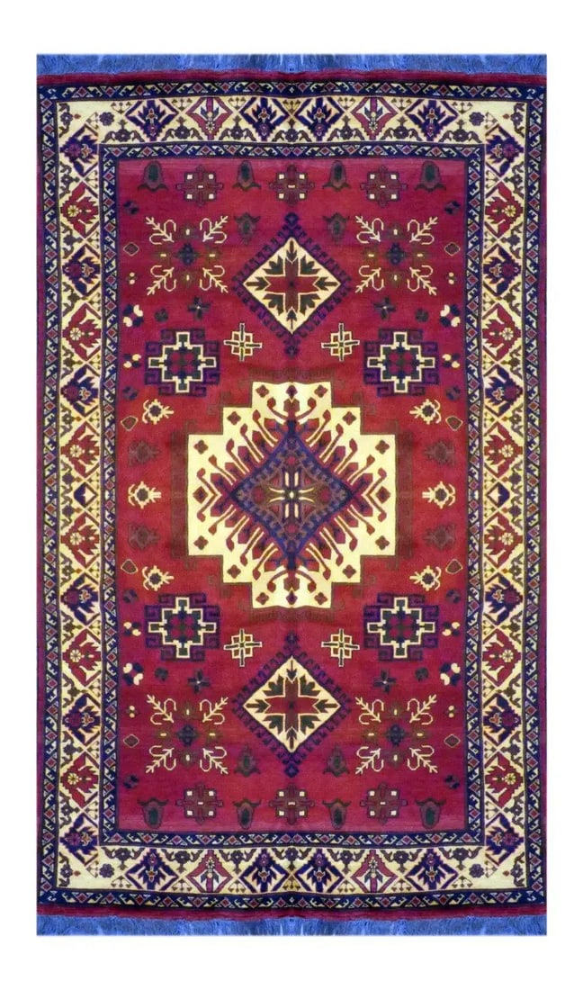 One Of The Kind Afghani Hand-Knotted Rug 10'0" x 6'0" Afg99: ABC Rugs Kilims Collection Afghan Khanduz Modern Hand-Knotted 100% Natural Wool Rug From Khotan 10'0'' X 6'0'' (Abc 6009) (Red, Blue) Hand knotted and meticulously crafted by Afghan artisans, this stu
