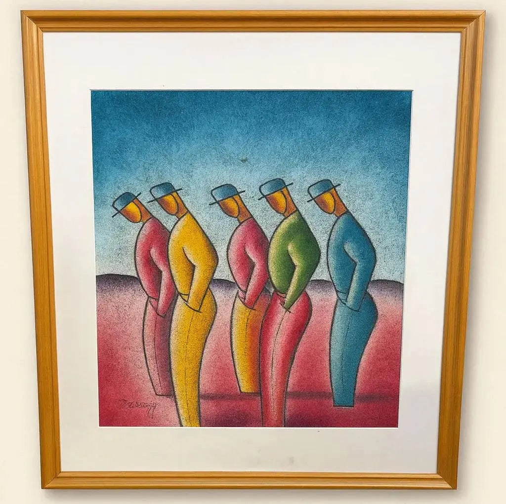 Framed Abstract Painting Dimensions (approximate): 40" H x 34" W Medium: Acrylic on paper, HD51: Framed Abstract Painting Dimensions (approximate): 40" H x 34" W Medium: Acrylic on paper