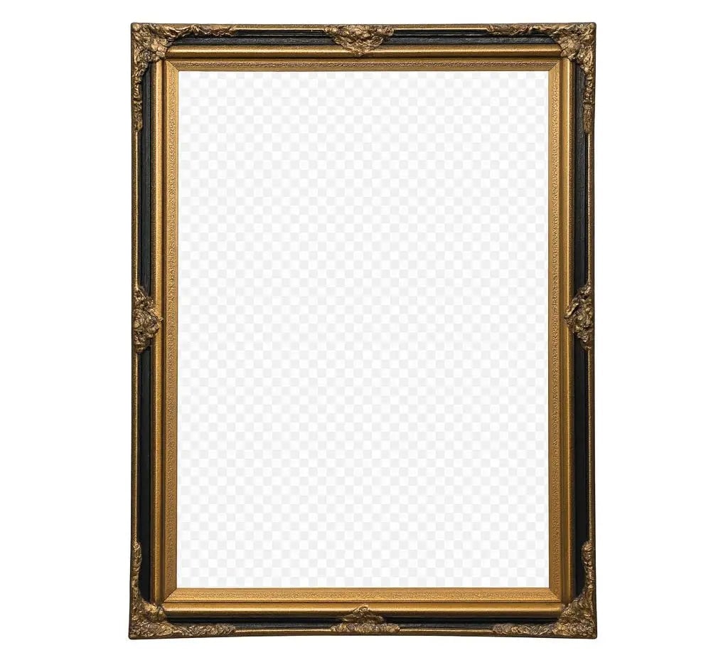 Ornate Gold Rectangular Mirror Large, heavily detailed and black framed mirror with transparent (1 of 1)