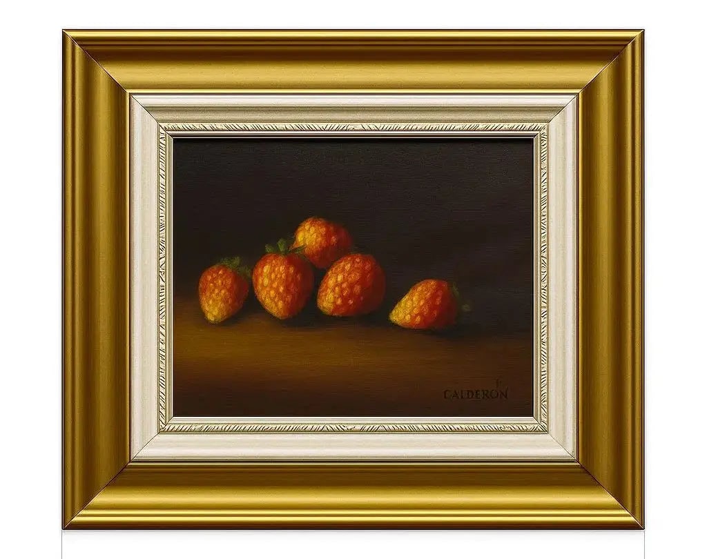 Painting of strawberries on a dark background Approx. 17" x 15", HD130: Painting of strawberries on a dark background Approx. 17" x 15"