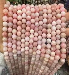 Natural Gemstone Loose Beads Necklace - pink opal - NO.212: Natural Gemstone Loose Beads Necklace - pink opal - NO.212
