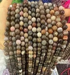 Natural Gemstone Loose Beads Necklace - petrified wood - NO.206: Natural Gemstone Loose Beads Necklace - petrified wood - NO.206
