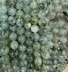 Natural Gemstone Loose Beads Necklace - prehnite - NO.197: Natural Gemstone Loose Beads Necklace - prehnite - NO.197