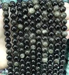 Natural Gemstone Loose Beads Necklace - gold obsidian - NO.183: Natural Gemstone Loose Beads Necklace - gold obsidian - NO.183