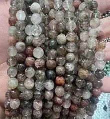 Natural Gemstone Loose Beads Necklace - multi hair quartz - NO.173: Natural Gemstone Loose Beads Necklace - multi hair quartz - NO.173