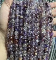 Natural Gemstone Loose Beads Necklace - purple ghost - NO.171: Natural Gemstone Loose Beads Necklace - purple ghost - NO.171