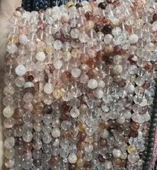 Natural Gemstone Loose Beads Necklace - red flower crystal - NO.169: Natural Gemstone Loose Beads Necklace - red flower crystal - NO.169