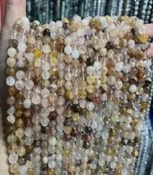 Natural Gemstone Loose Beads Necklace - yellow flower crystal - NO.167: Natural Gemstone Loose Beads Necklace - yellow flower crystal - NO.167