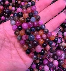 Natural Gemstone Loose Beads Necklace - multi tourmaline A - NO.158: Natural Gemstone Loose Beads Necklace - multi tourmaline A - NO.158