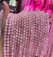 Natural Gemstone Loose Beads Necklace - Madagascar rose quartz - NO.136: Natural Gemstone Loose Beads Necklace - Madagascar rose quartz - NO.136