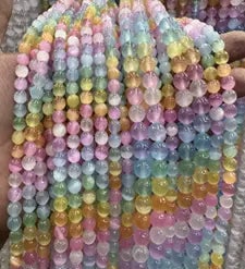 Natural Gemstone Loose Beads Necklace - multi selenite - NO.133: Natural Gemstone Loose Beads Necklace - multi selenite - NO.133