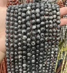 Natural Gemstone Loose Beads Necklace - larvikite - NO.126: Natural Gemstone Loose Beads Necklace - larvikite - NO.126