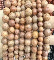Natural Gemstone Loose Beads Necklace - wood grain - NO.111: Natural Gemstone Loose Beads Necklace - wood grain - NO.111
