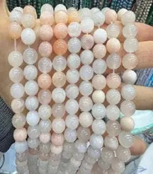 Natural Gemstone Loose Beads Necklace - pink aventurine - NO.107: Natural Gemstone Loose Beads Necklace - pink aventurine - NO.107