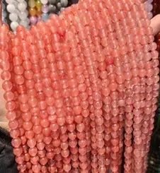 Natural Gemstone Loose Beads Necklace - watermelon red - NO.98: Natural Gemstone Loose Beads Necklace - watermelon red - NO.98