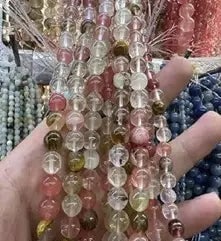 Natural Gemstone Loose Beads Necklace - Watermelon crystal - NO.97: Natural Gemstone Loose Beads Necklace - Watermelon crystal - NO.97