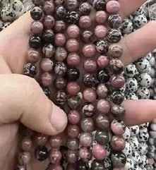 Natural Gemstone Loose Beads Necklace - rhodonite (black) - NO.95: Natural Gemstone Loose Beads Necklace - rhodonite (black) - NO.95