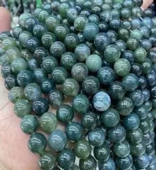 Natural Gemstone Loose Beads Necklace - moss agate - NO.90: Natural Gemstone Loose Beads Necklace - moss agate - NO.90