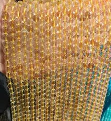 Natural Gemstone Loose Beads Necklace - ice gold rutilated quartz - NO.82 (1 of 1)