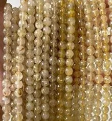 Natural Gemstone Loose Beads Necklace - gold rutilated quartz - NO.81 (1 of 1)