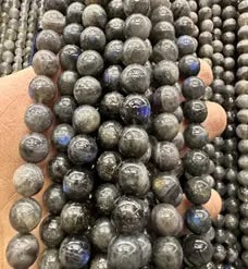 Natural Gemstone Loose Beads Necklace - BLACK labradorite - NO.64: Natural Gemstone Loose Beads Necklace - BLACK labradorite - NO.64