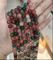 Natural Gemstone Loose Beads Necklace - multi strawberry quartz - NO.40: Natural Gemstone Loose Beads Necklace - multi strawberry quartz - NO.40