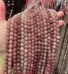 Natural Gemstone Loose Beads Necklace - strawberry quartz B - NO.36: Natural Gemstone Loose Beads Necklace - strawberry quartz B - NO.36