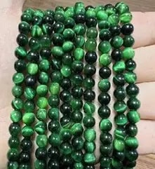 Natural Gemstone Loose Beads Necklace - green tiger eye A - NO.30: Natural Gemstone Loose Beads Necklace - green tiger eye A - NO.30