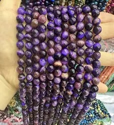 Natural Gemstone Loose Beads Necklace - purple tiger eye - NO.25: Natural Gemstone Loose Beads Necklace - purple tiger eye - NO.25