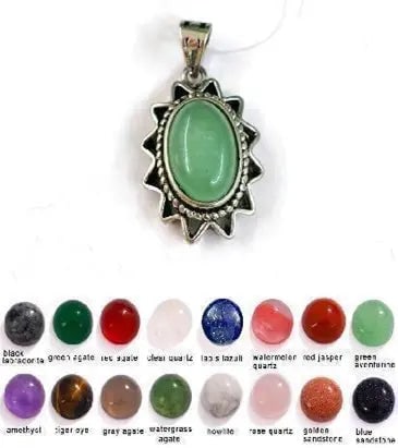 Handmade Natural Stone Gemstone Pendant, Copper & Silver, with Chain, Stone Size 10*14mm, Vin-Pen104: Handmade Natural Stone Gemstone Pendant, Copper & Silver, with Chain, Stone Size 10*14mm, Vin-Pen104