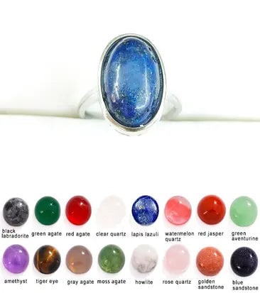 Handmade Natural Stone Gemstone Rings with Copper & Silver, Stone Size 10*14mm, Vin-Rin70: Handmade Natural Stone Gemstone Rings with Copper & Silver, Stone Size 10*14mm, Vin-Rin70