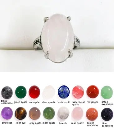 Handmade Natural Stone Gemstone Rings with Copper & Silver, Stone Size 13*18mm, Vin-Rin69: Handmade Natural Stone Gemstone Rings with Copper & Silver, Stone Size 13*18mm, Vin-Rin69