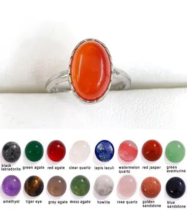 Handmade Natural Stone Gemstone Rings with Copper & Silver, Stone Size 8*10mm, Vin-Rin64: Handmade Natural Stone Gemstone Rings with Copper & Silver, Stone Size 8*10mm, Vin-Rin64