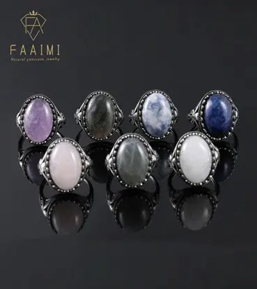 Handmade Natural Stone Gemstone Rings with Copper & Silver, Stone Size 12*16mm, Vin-Rin61: Handmade Natural Stone Gemstone Rings with Copper & Silver, Stone Size 12*16mm, Vin-Rin61