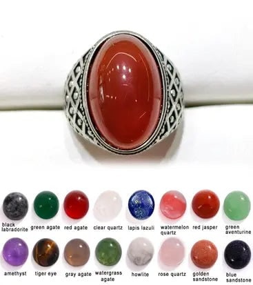 Handmade Natural Stone Gemstone Rings with Copper & Silver, Stone Size 13*18mm, Vin-Rin57: Handmade Natural Stone Gemstone Rings with Copper & Silver, Stone Size 13*18mm, Vin-Rin57