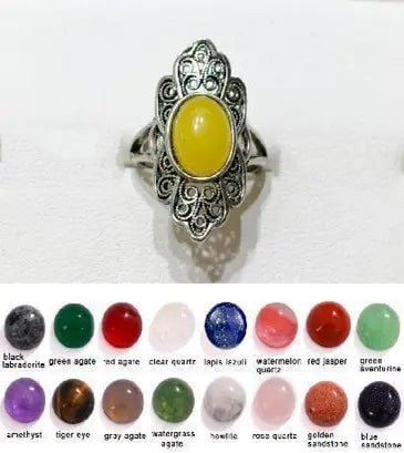 Handmade Natural Stone Gemstone Rings with Copper & Silver, Stone Size 8*10mm, Vin-Rin47: Handmade Natural Stone Gemstone Rings with Copper & Silver, Stone Size 8*10mm, Vin-Rin47