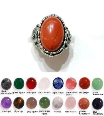 Handmade Natural Stone Gemstone Rings with Copper & Silver, Stone Size 12*16mm, Vin-Rin39: Handmade Natural Stone Gemstone Rings with Copper & Silver, Stone Size 12*16mm, Vin-Rin39
