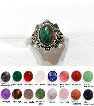 Handmade Natural Stone Gemstone Rings with Copper & Silver, Stone Size 8*10mm, Vin-Rin35: Handmade Natural Stone Gemstone Rings with Copper & Silver, Stone Size 8*10mm, Vin-Rin35