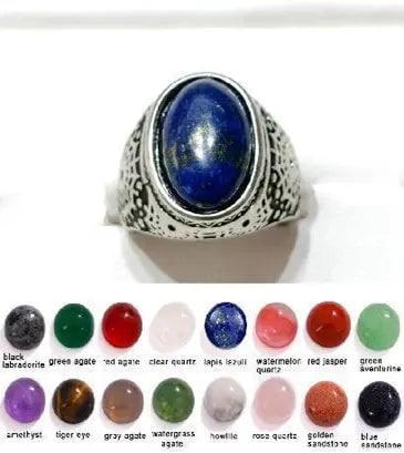 Handmade Natural Stone Gemstone Rings with Copper & Silver, Stone Size 12*16mm, Vin-Rin33: Handmade Natural Stone Gemstone Rings with Copper & Silver, Stone Size 12*16mm, Vin-Rin33