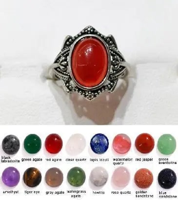 Handmade Natural Stone Gemstone Rings with Copper & Silver, Stone Size 8*10mm, Vin-Rin32: Handmade Natural Stone Gemstone Rings with Copper & Silver, Stone Size 8*10mm, Vin-Rin32