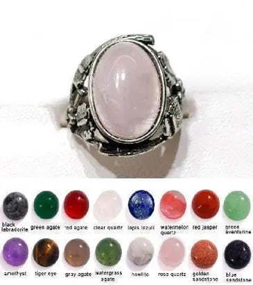 Handmade Natural Stone Gemstone Rings with Copper & Silver, Stone Size 12*16mm, Vin-Rin24: Handmade Natural Stone Gemstone Rings with Copper & Silver, Stone Size 12*16mm, Vin-Rin24