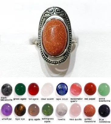 Handmade Natural Stone Gemstone Rings with Copper & Silver, Stone Size 12*16mm, Vin-Rin22: Handmade Natural Stone Gemstone Rings with Copper & Silver, Stone Size 12*16mm, Vin-Rin22