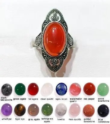 Handmade Natural Stone Gemstone Rings with Copper & Silver, Stone Size 10*14mm, Vin-Rin21: Handmade Natural Stone Gemstone Rings with Copper & Silver, Stone Size 10*14mm, Vin-Rin21