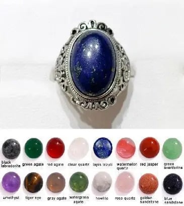 Handmade Natural Stone Gemstone Rings with Copper & Silver, Stone Size 12*16mm, Vin-Rin19: Handmade Natural Stone Gemstone Rings with Copper & Silver, Stone Size 12*16mm, Vin-Rin19
