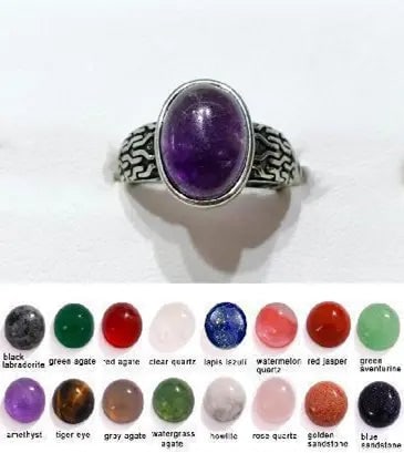 Handmade Natural Stone Gemstone Rings with Copper & Silver, Stone Size 10*12mm, Vin-Rin18: Handmade Natural Stone Gemstone Rings with Copper & Silver, Stone Size 10*12mm, Vin-Rin18