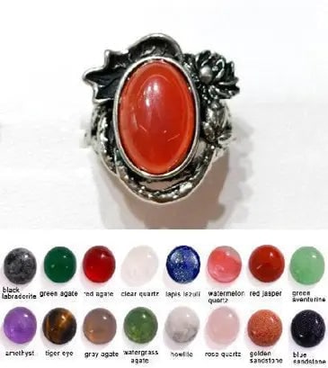 Handmade Natural Stone Gemstone Rings with Copper & Silver, Stone Size 10*14mm, Vin-Rin12: Handmade Natural Stone Gemstone Rings with Copper & Silver, Stone Size 10*14mm, Vin-Rin12