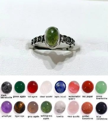Handmade Natural Stone Gemstone Rings with Copper & Silver, Stone Size 8*10mm, Vin-Rin11: Handmade Natural Stone Gemstone Rings with Copper & Silver, Stone Size 8*10mm, Vin-Rin11