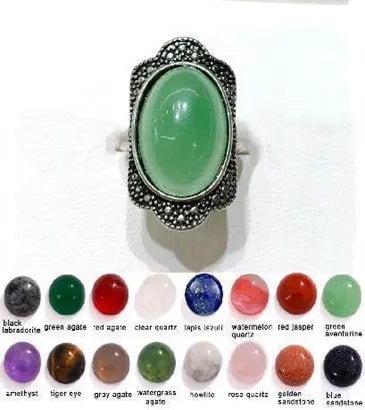Handmade Natural Stone Gemstone Rings with Copper & Silver, Stone Size 13*18mm, Vin-Rin05: Handmade Natural Stone Gemstone Rings with Copper & Silver, Stone Size 13*18mm, Vin-Rin05